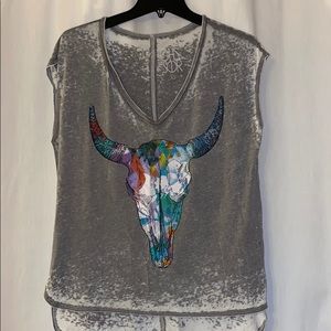 Chaser distressed gray T-shirt